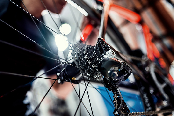 mechanic working on a bicycle